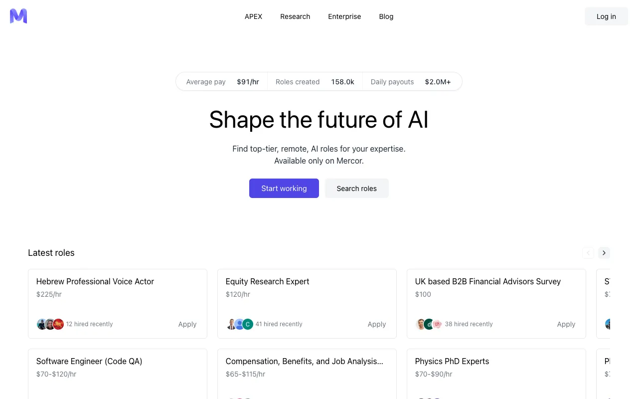 Screenshot of Mercor