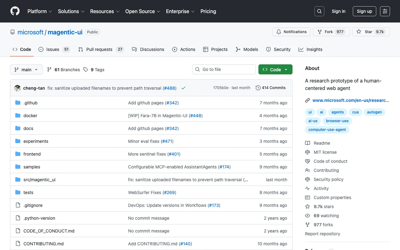 Screenshot of Microsoft Magentic-UI