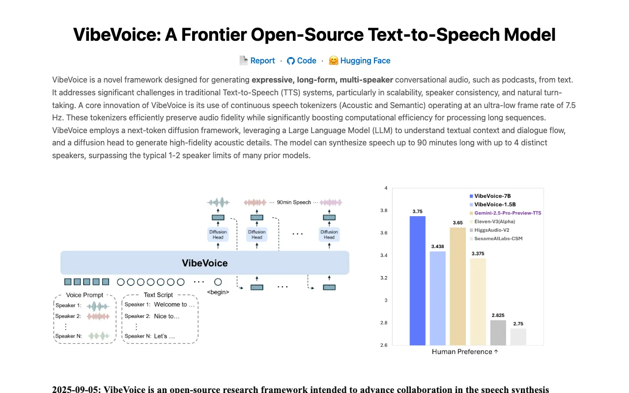 Screenshot of Microsoft VibeVoice