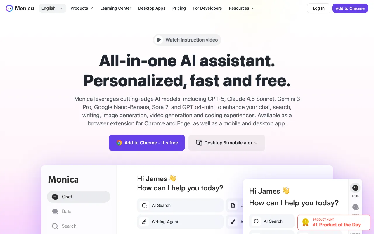 Screenshot of Monica