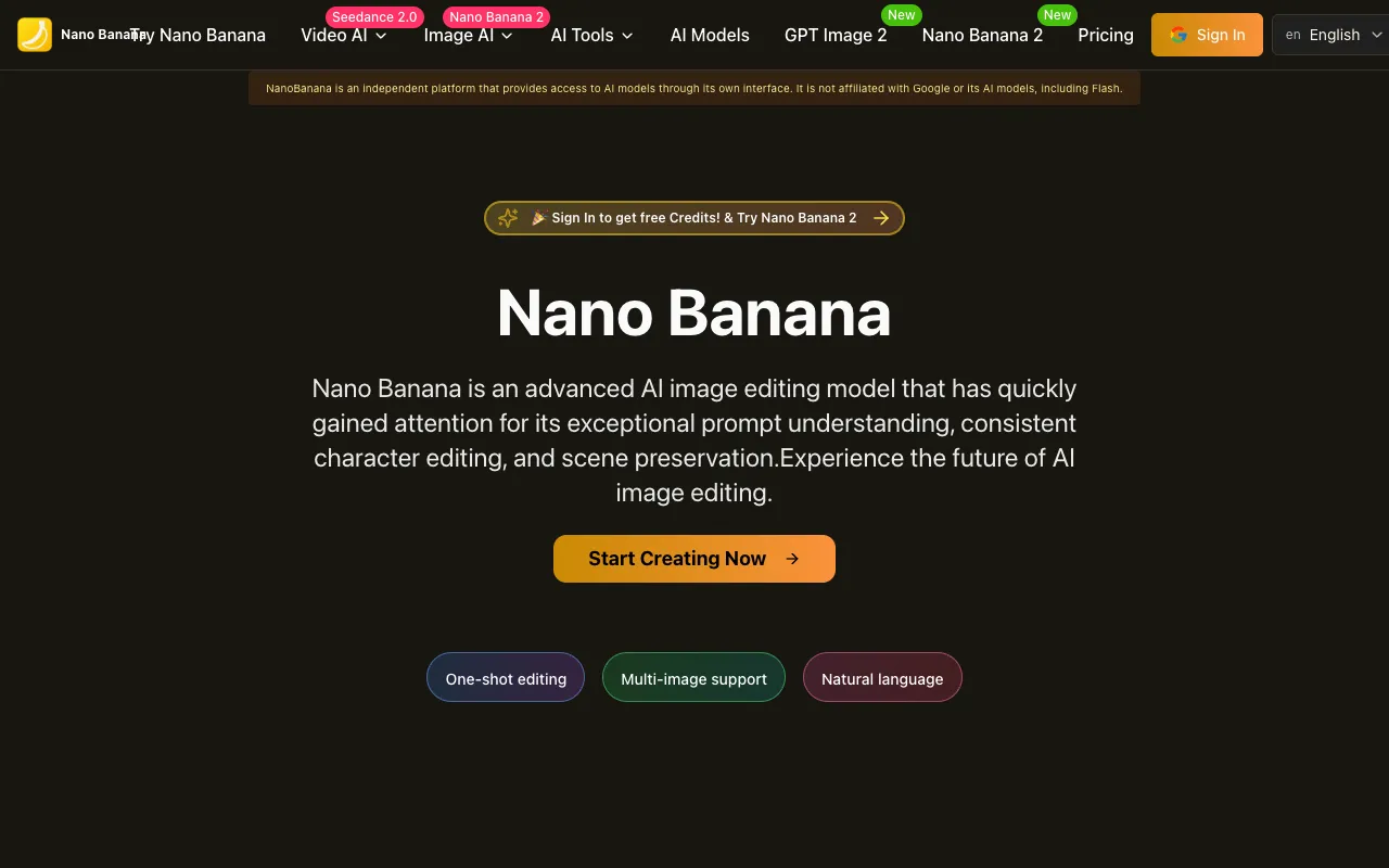 Screenshot of nanobanana.io