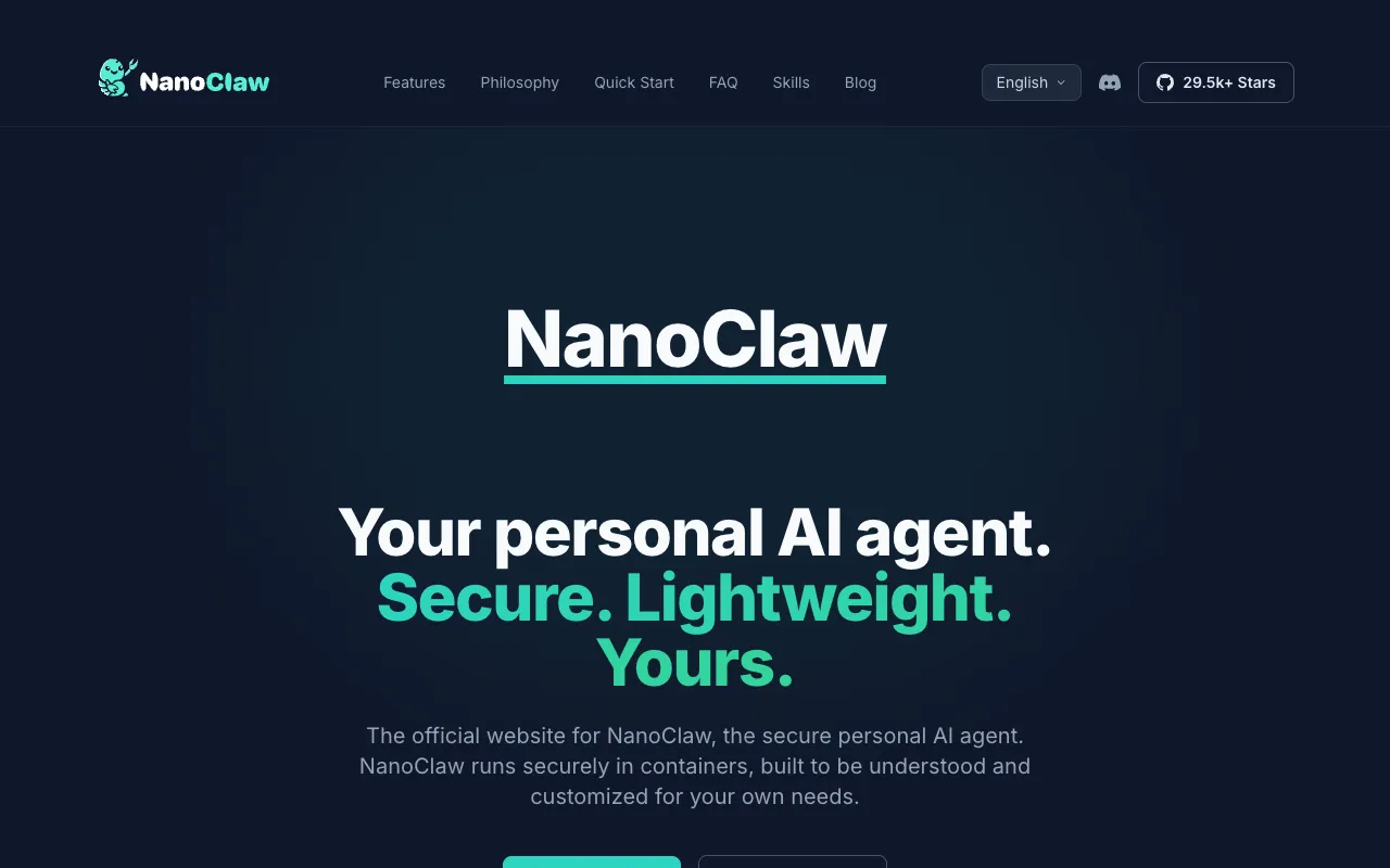 Screenshot of NanoClaw