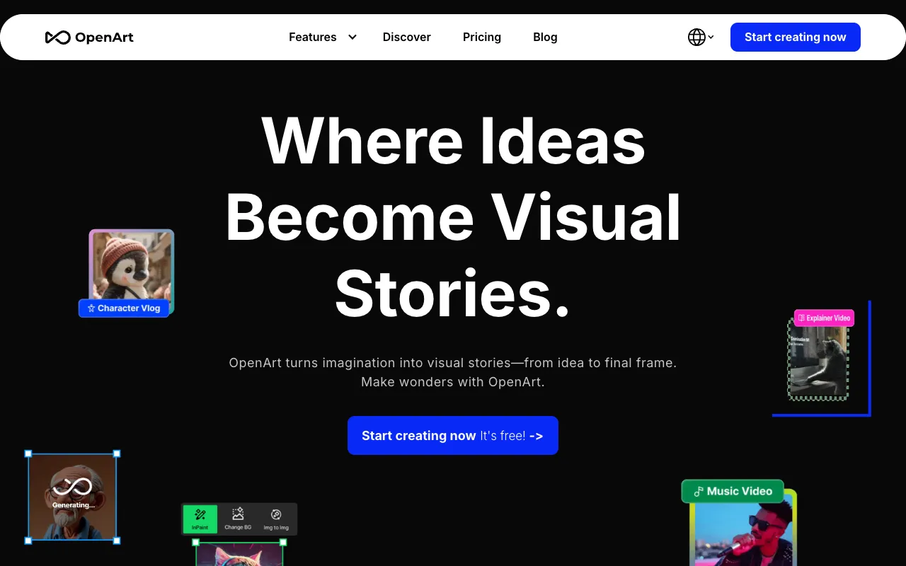 Screenshot of OpenArt