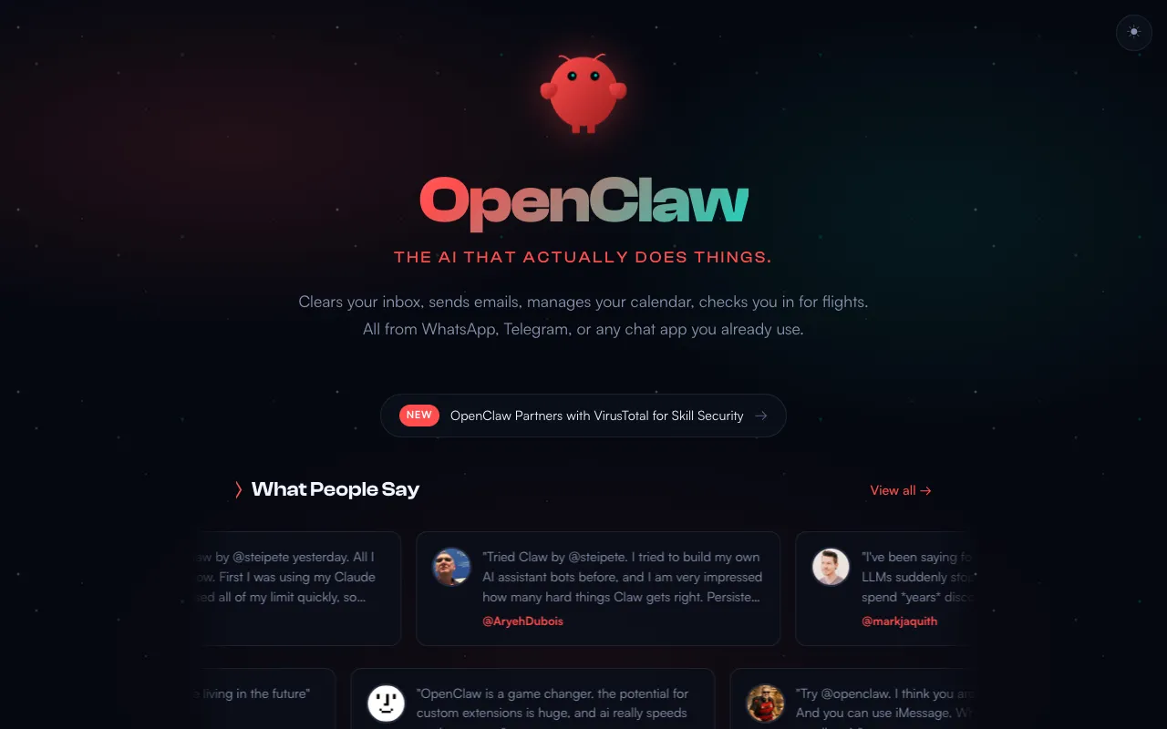 Screenshot of OpenClaw