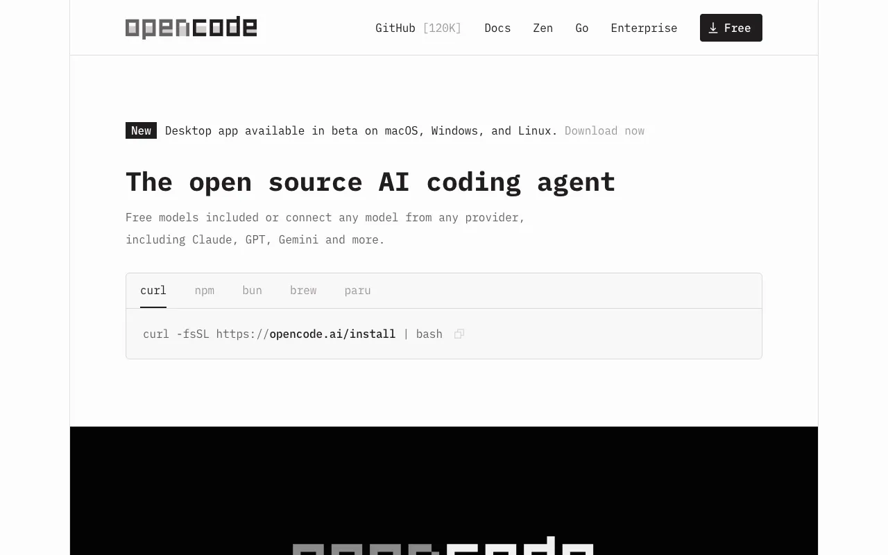 Screenshot of OpenCode