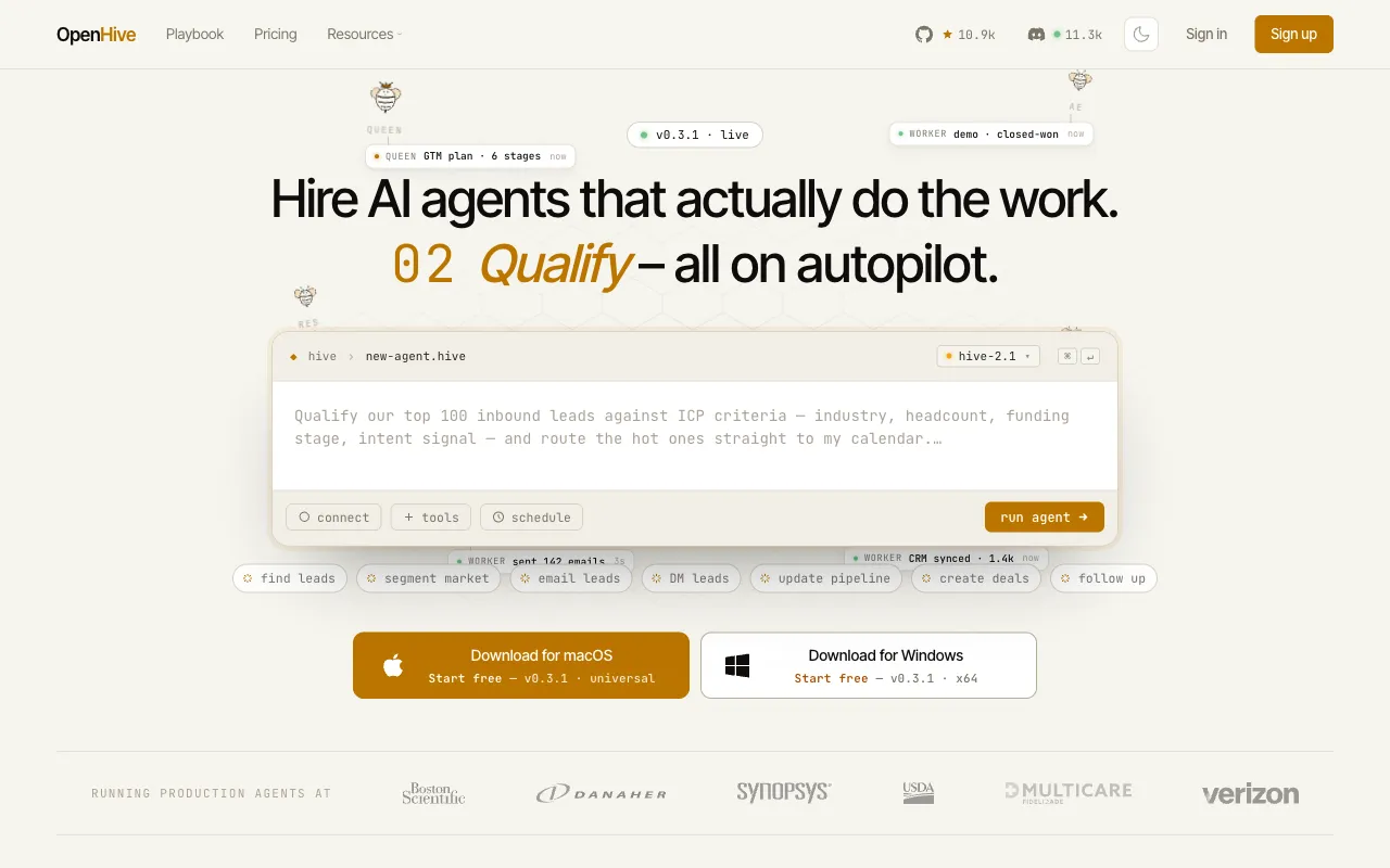 Screenshot of OpenHive