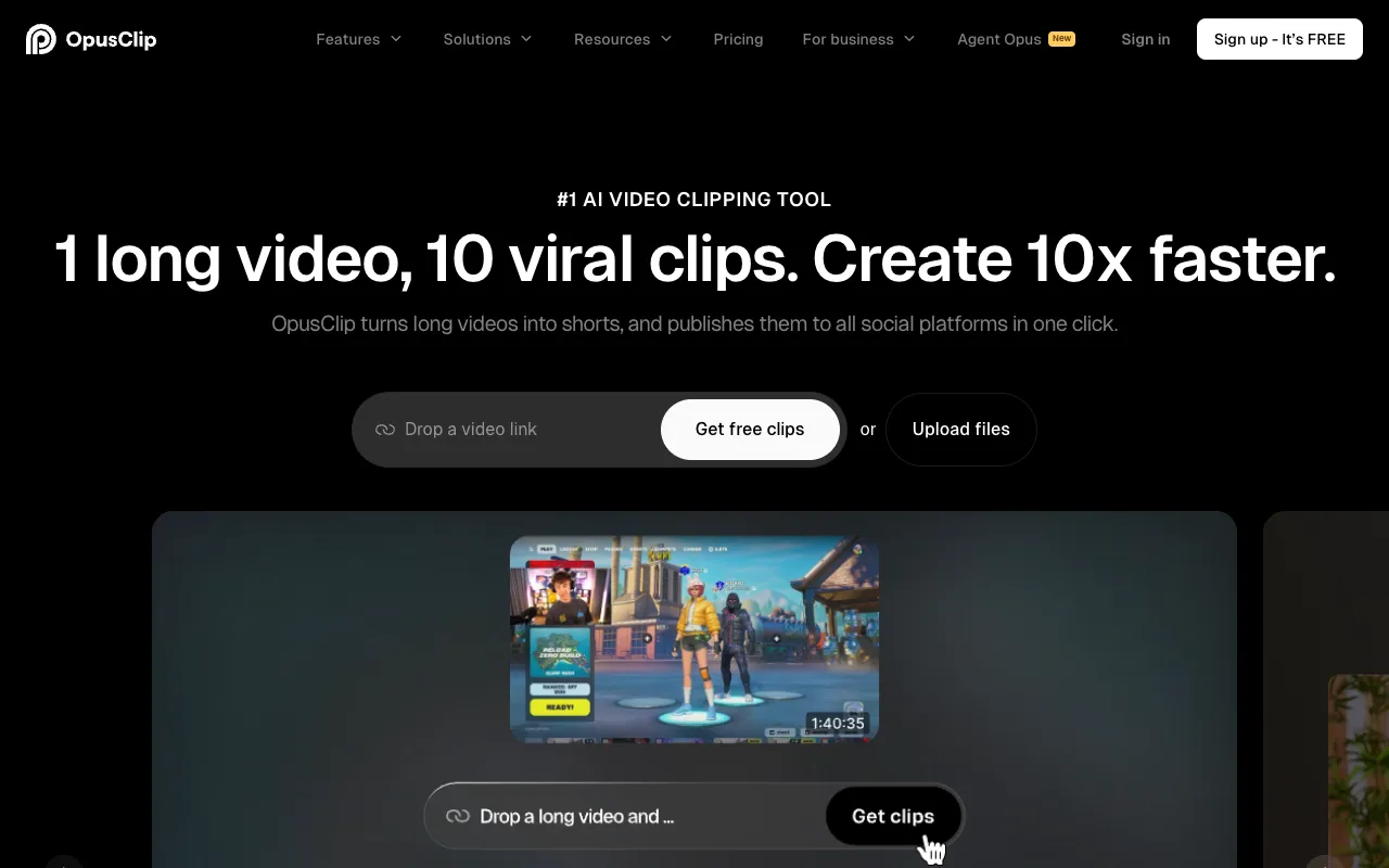 Screenshot of OpusClip