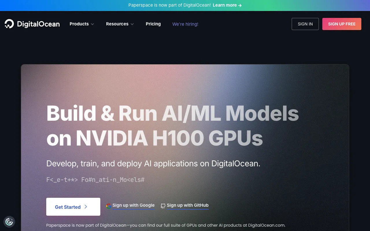 Screenshot of Paperspace