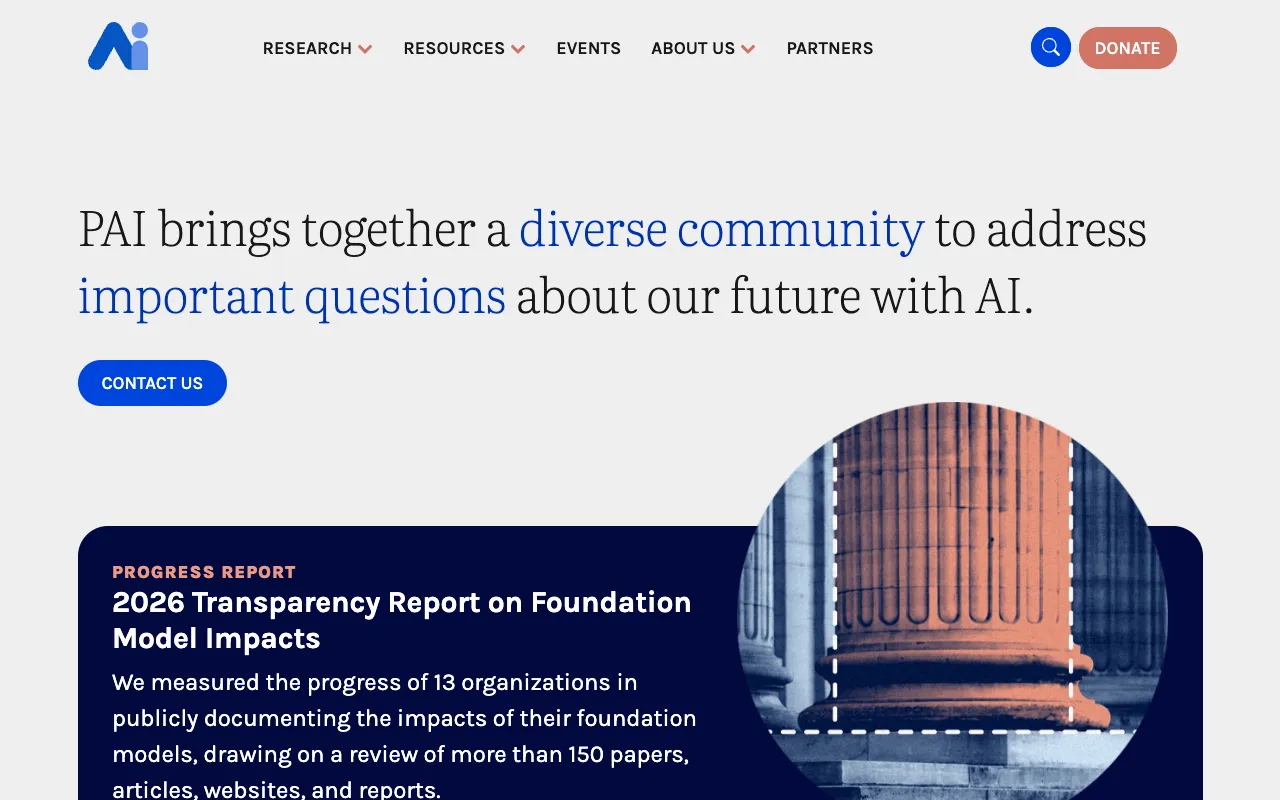 Screenshot of Partnership on AI (PAI)