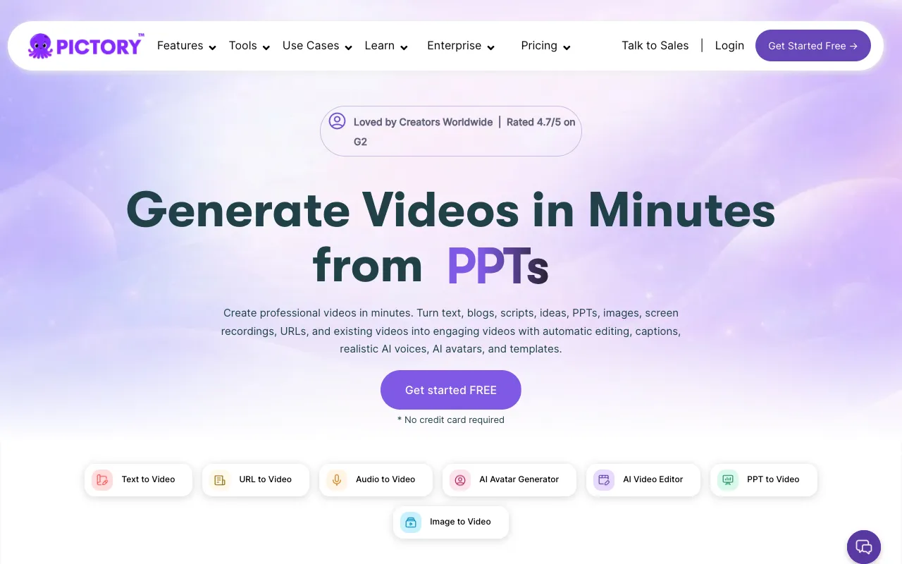 Screenshot of Pictory