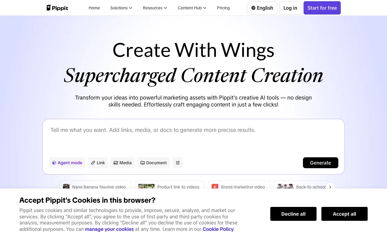 Screenshot of Pippit AI