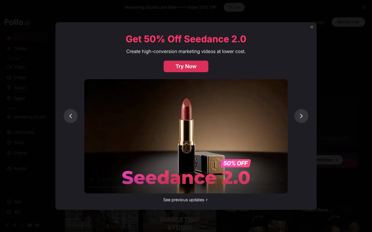 Screenshot of Pollo AI