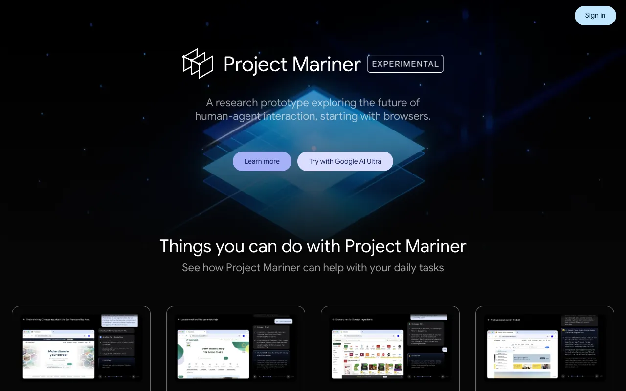 Screenshot of Project Mariner
