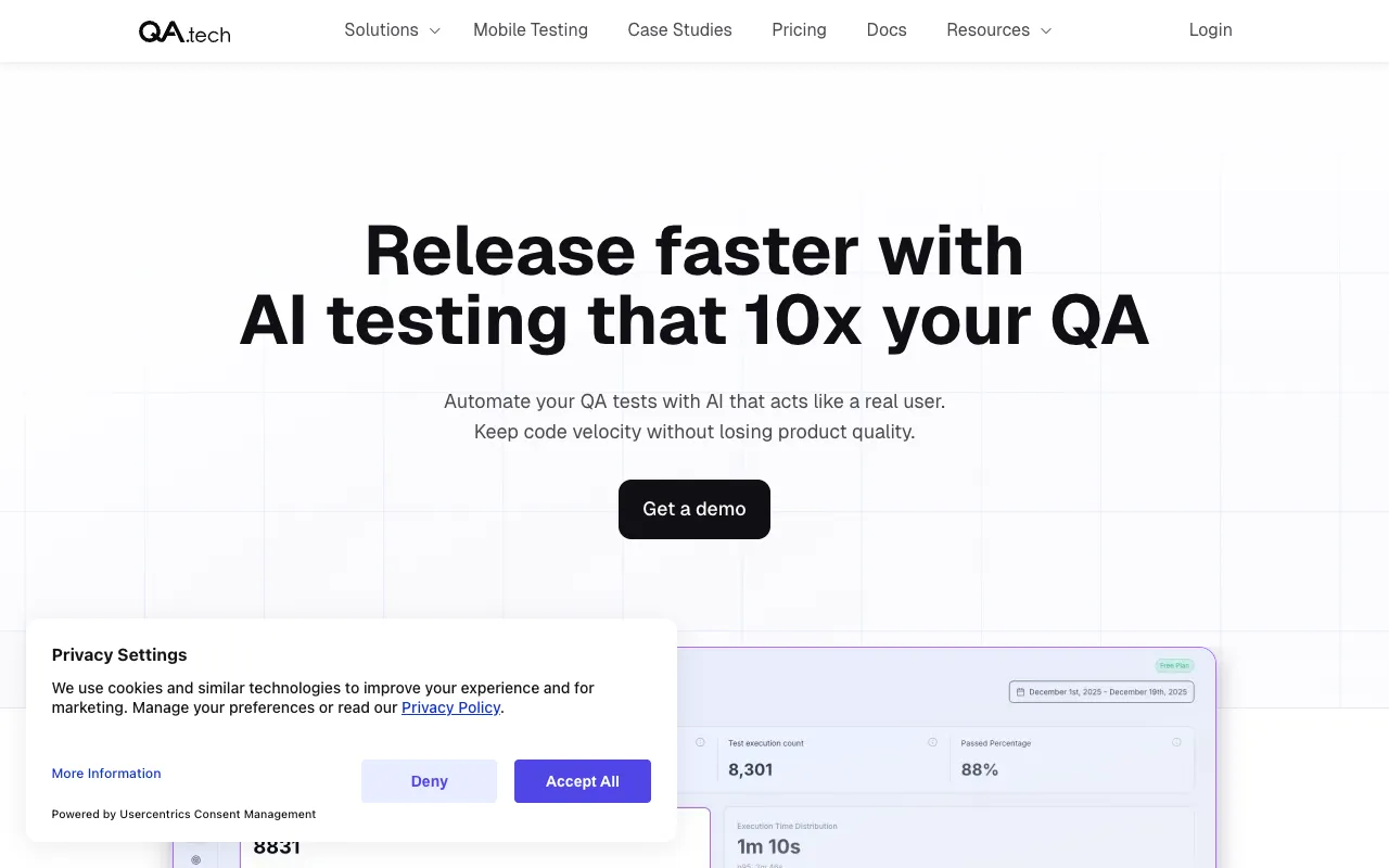 Screenshot of QA.tech