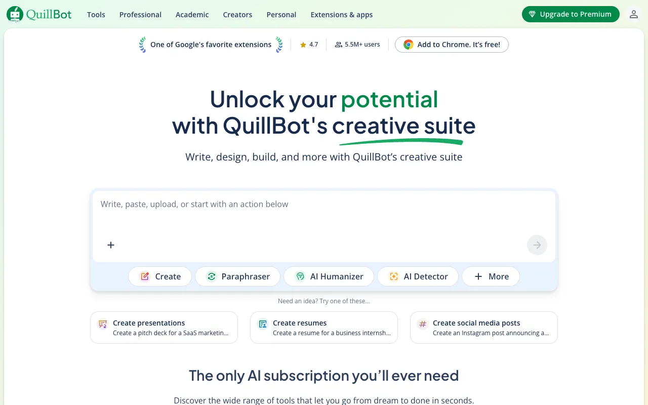Screenshot of QuillBot