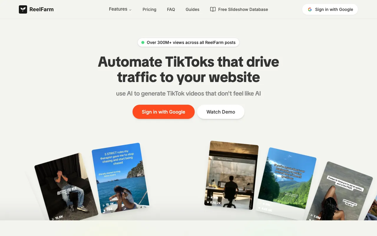 Screenshot of ReelFarm