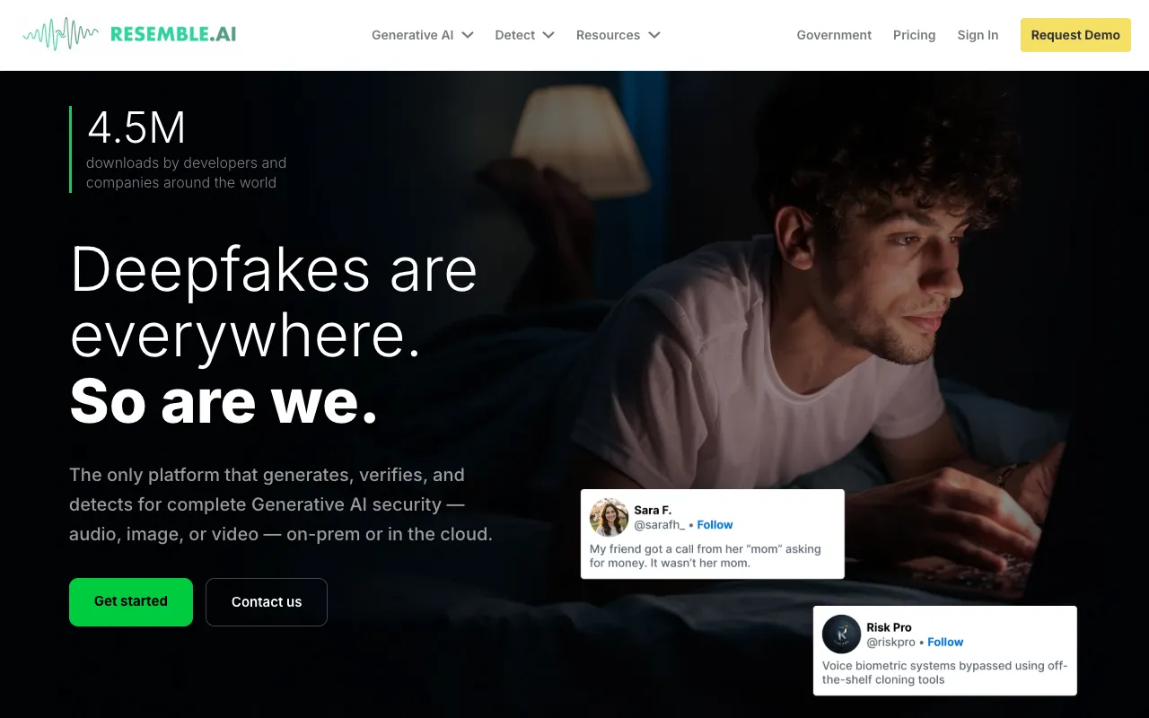 Screenshot of Resemble AI