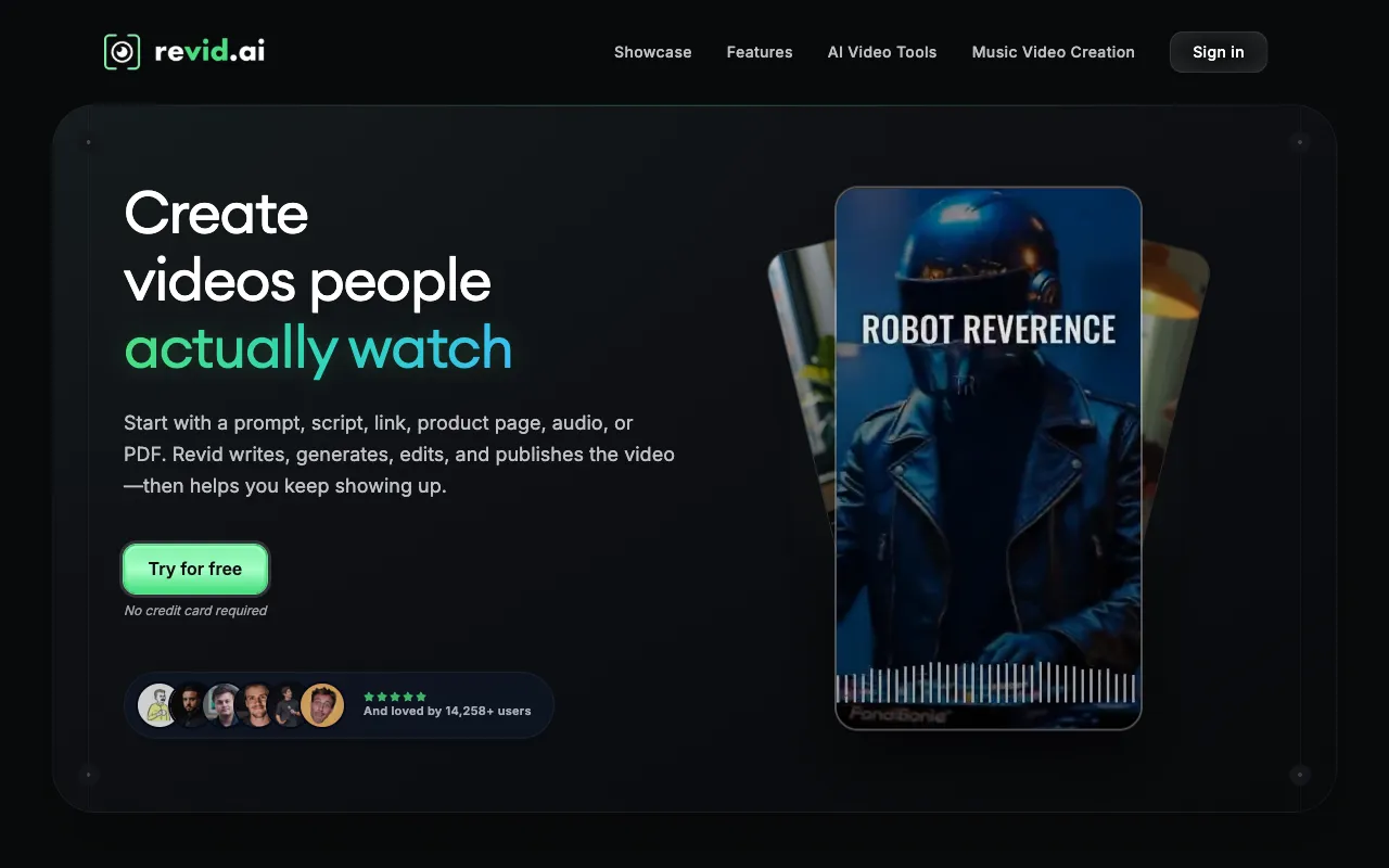 Screenshot of Revid AI