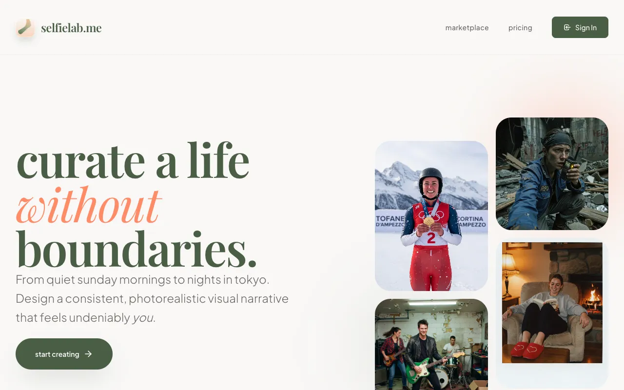 Screenshot of selfielab.me