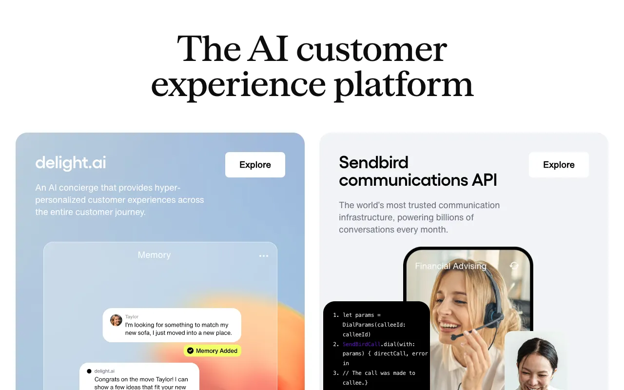 Screenshot of Sendbird