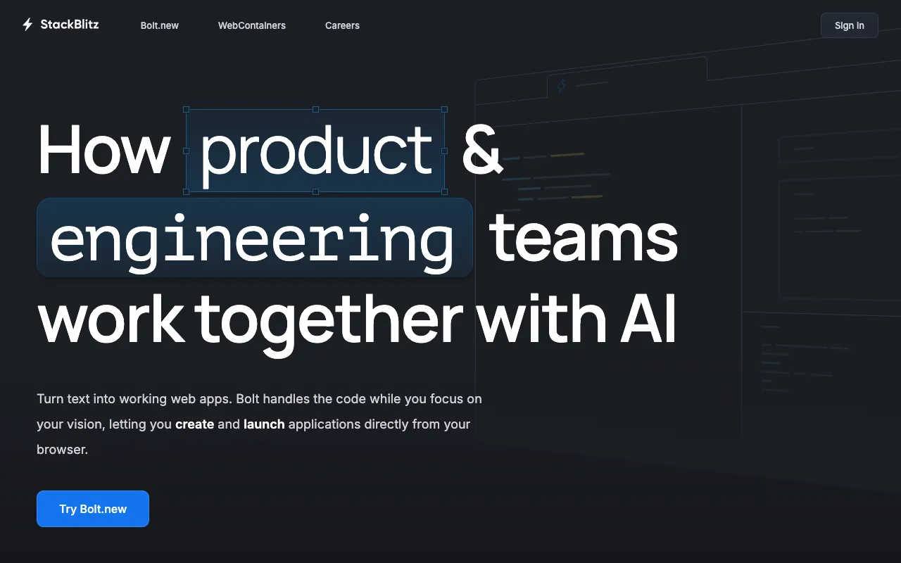 Screenshot of StackBlitz