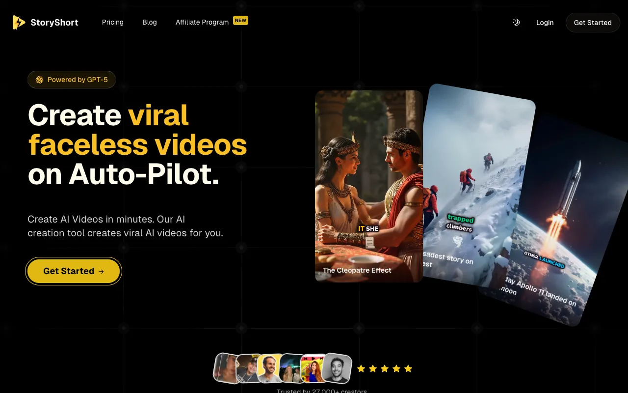 Screenshot of StoryShort AI