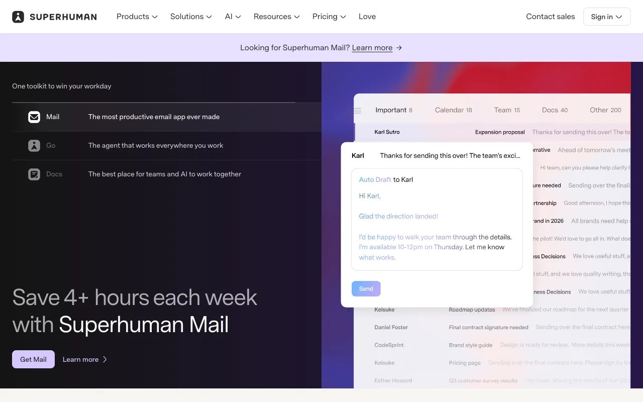 Screenshot of Superhuman