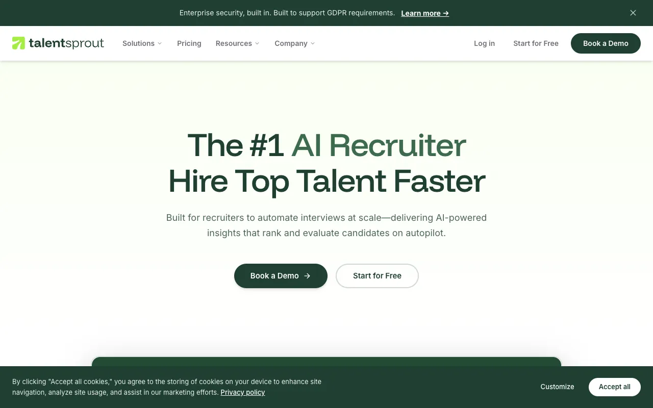 Screenshot of TalentSprout