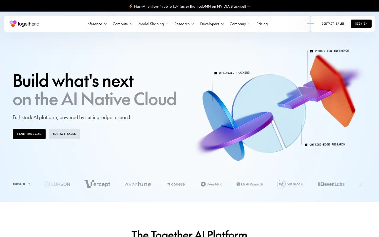 Screenshot of Together AI