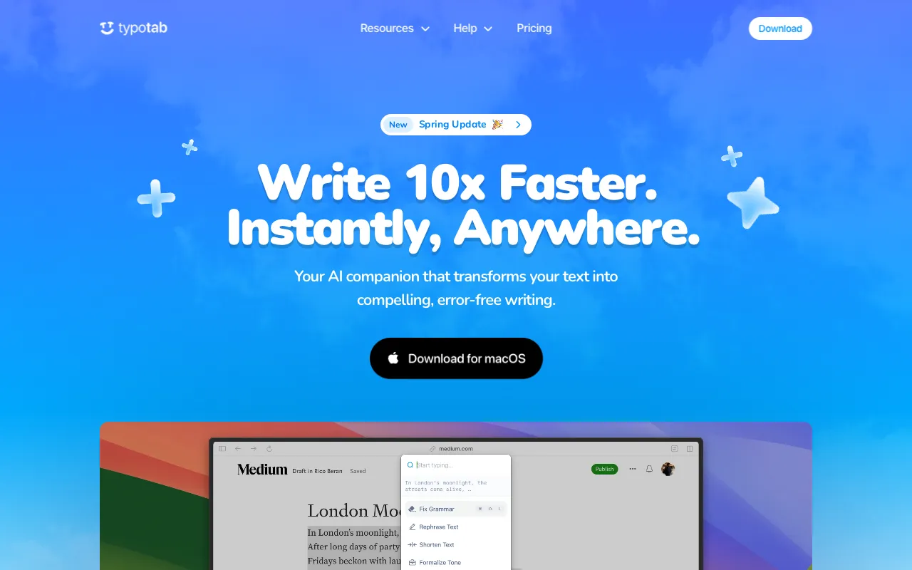 Screenshot of TypoTab