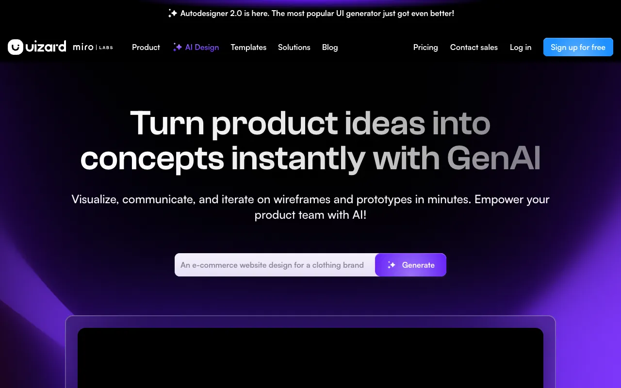 Screenshot of Uizard