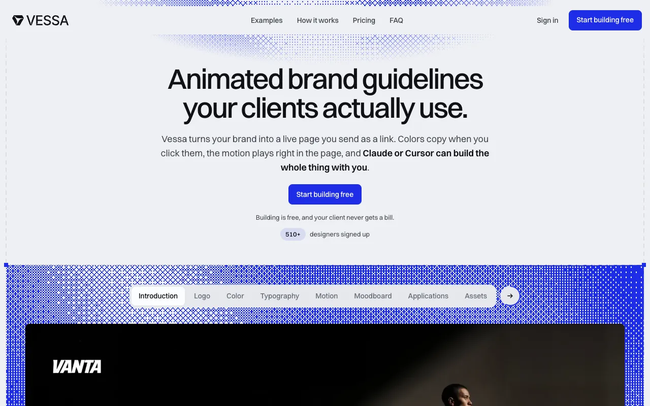 Screenshot of Vessa