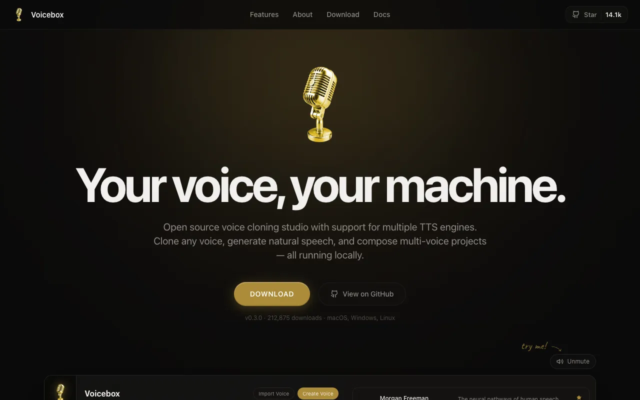 Screenshot of Voicebox