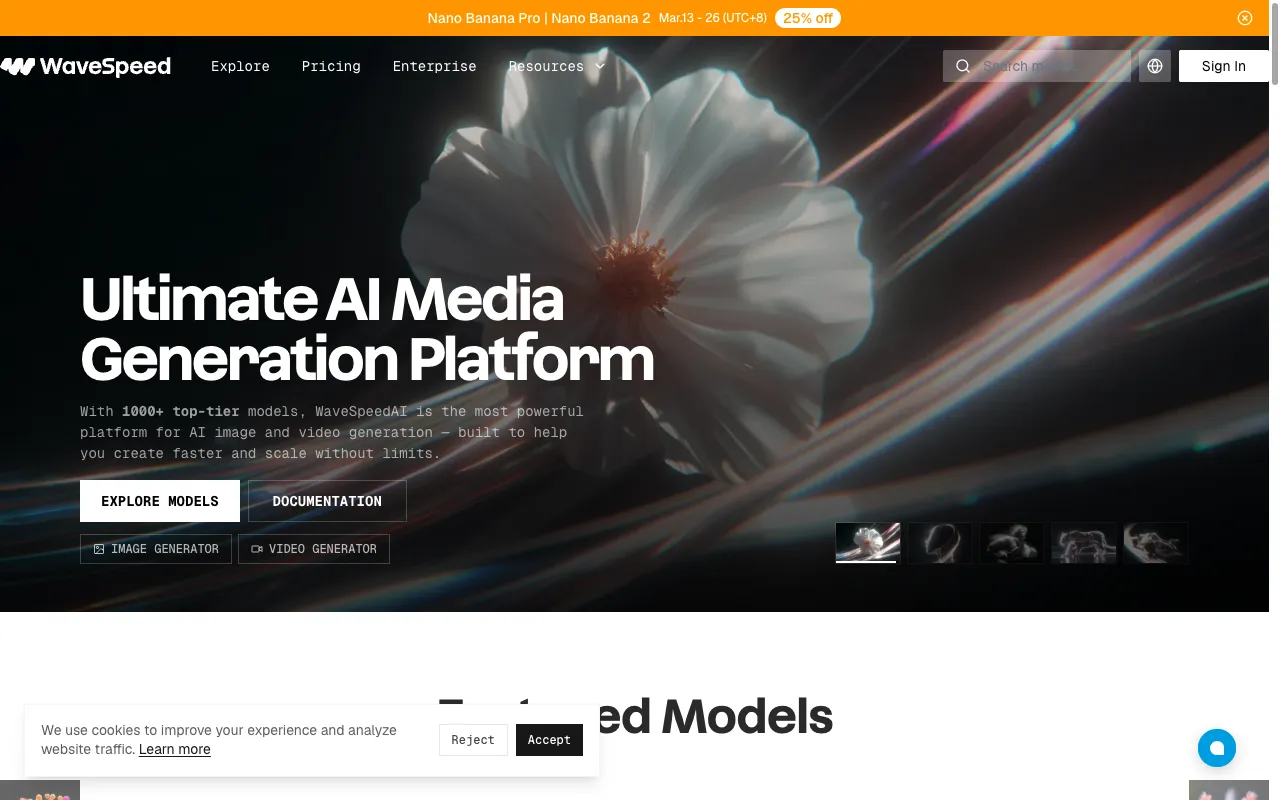Screenshot of WaveSpeedAI