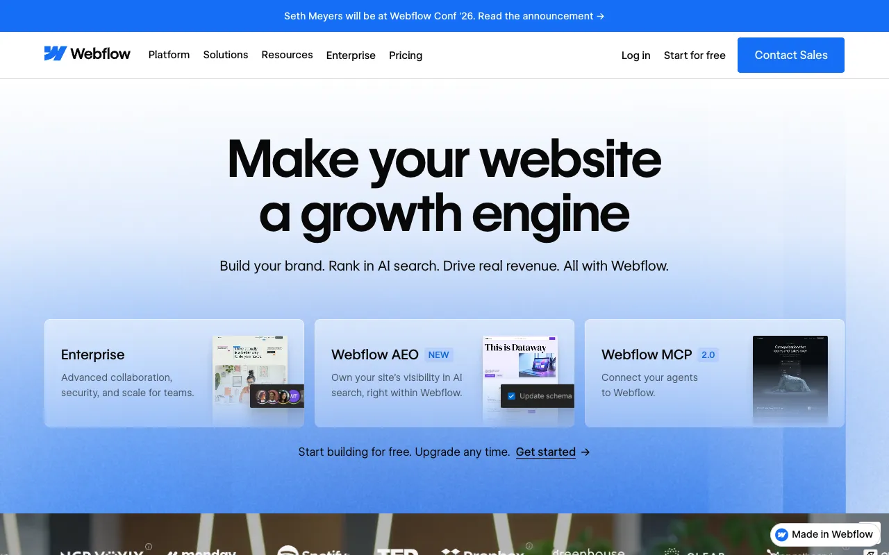 Screenshot of Webflow
